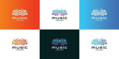 muziek- pulse logo ontwerp verzameling combineren met initialen brief vector