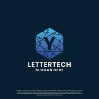 modern brief y technologie logo ontwerp met helling kleur vector