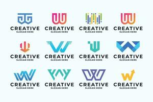 reeks van eerste brief w logo ontwerp inspiratie. vector