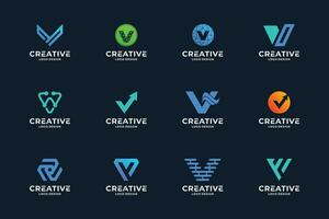 reeks van creatief brief v logo ontwerp sjabloon. modern helling kleur logo. vector