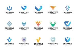 reeks van eerste brief v logo ontwerp inspiratie. creatief brief v logotype collecties. vector