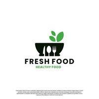 vers voedsel logo ontwerp. gezond voedsel logo voor bedrijf restaurant vector