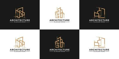 reeks van abstract gebouw bouw logo ontwerp. vector