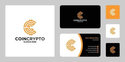 crypto munt logo sjabloon met eerste brief c. digitaal geld icoon, blok ketting, financieel symbool. vector