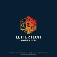 modern brief g technologie logo ontwerp met helling kleur vector