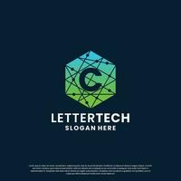 modern brief c technologie logo ontwerp met helling kleur vector