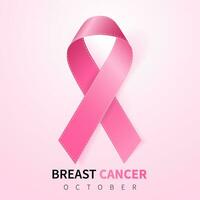 oktober borst kanker bewustzijn maand in. realistisch roze lint symbool. medisch ontwerp. vector illustratie