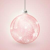 Kerstmis kristal glas bal Aan roze vector achtergrond