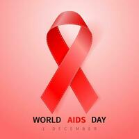 wereld AIDS dag symbool, 1 december. realistisch rood lint symbool. medisch ontwerp. vector illustratie