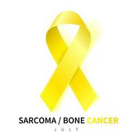 sarcoom bewustzijn week. realistisch geel lint symbool. medisch ontwerp. vector illustratie