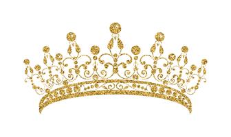 Schitterende diadeem. Gouden tiara die op witte achtergrond wordt geïsoleerd. vector