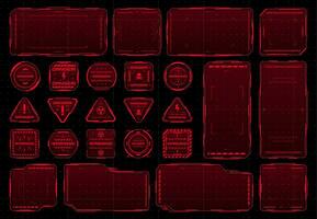 hud rood waarschuwing lijsten, futuristische scherm borders vector