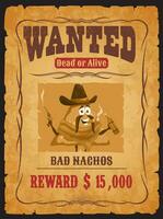 western gezocht poster, slecht nacho's rover karakter vector