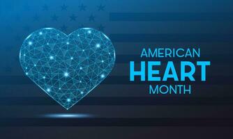 Amerikaans hart maand is opgemerkt elke jaar in februari. februari is Amerikaans hart maand. vector sjabloon voor banier, groet kaart, poster met achtergrond. vector illustratie.