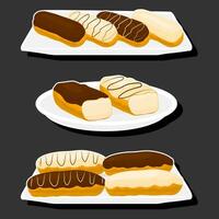 illustratie Aan thema vers zoet smakelijk eclair van bestaande divers ingrediënten vector