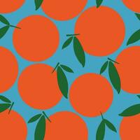 naadloos vector patroon met sinaasappels Aan blauw achtergrond