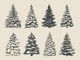 Kerstmis pijnboom bomen silhouet reeks vector