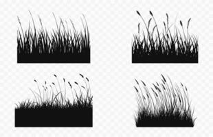 panoramisch gras zwart silhouetten, naadloos gras vector silhouet reeks