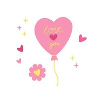 Valentijnsdag dag, februari 14. vector illustraties van ballon met ik liefde u belettering. tekeningen voor ansichtkaart, kaart, Gefeliciteerd en poster.