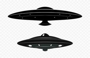 een ruimte ufo vector zwart silhouet geïsoleerd Aan een wit achtergrond