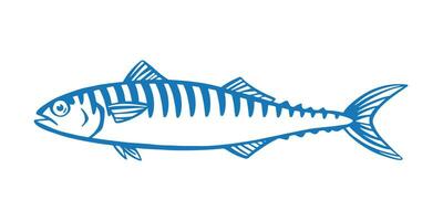 hand- getrokken illustratie van een blauw makreel Aan geel achtergrond vector