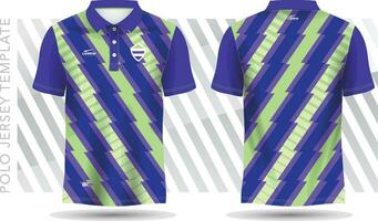 t-shirt polo blauw en groen sjabloon voor voetbal Jersey, Amerikaans voetbal uitrusting, golf, tennis, sportkleding. uniform voorkant en terug visie. vector
