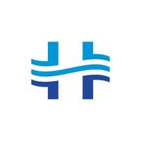 brief h Golf water logo icoon ontwerp sjabloon elementen vector