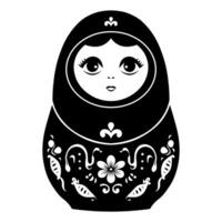 matryoshka pop zwart vector icoon geïsoleerd Aan wit achtergrond