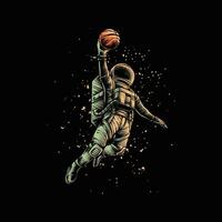 basketbal schot astronaut vector illustratie