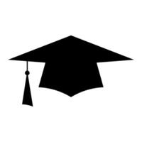diploma uitreiking hoed zwart vector icoon geïsoleerd Aan wit achtergrond