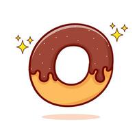 donut tekenfilm vlak stijl. snel voedsel concept ontwerp. geïsoleerd wit achtergrond. vector kunst illustratie.