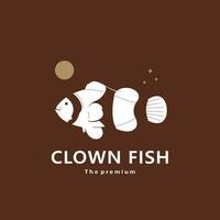 dier clown vis natuurlijk logo vector icoon silhouet retro hipster