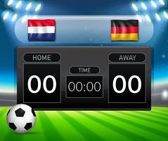 Nederland vs Duitsland voetbalscorebord sjabloon vector