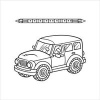 vector illustratie van voertuig kleuren bladzijde schets