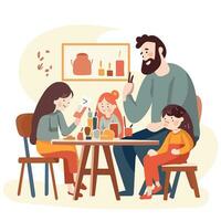 familie activiteiten tussen vader en dochter lezen boeken gelukkig. vector illustratie Aan vlak stijl.