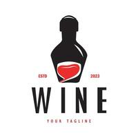 wijn logo met wijn bril en flessen.voor nacht clubs, bars, café en wijn winkels. vector