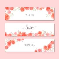 Aquarel florals hand geschilderd met tekstbanner, weelderige bloemen aquarelle vector