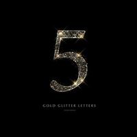 glinsterende gouden letters op een zwarte achtergrond, glanzende letters. vector