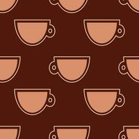 naadloos patroon met koffie Aan bruin achtergrond vector