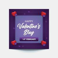 Purper wazig gelukkig Valentijnsdag dag met hart bokeh achtergrond sociaal post of web banier vector