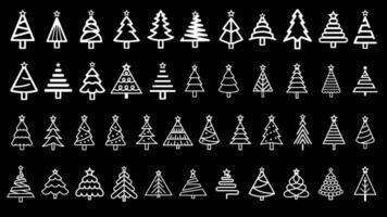 Kerstmis boom schets pictogrammen set. lineair stijl symbolen verzameling, lijn tekens pak. vector grafiek