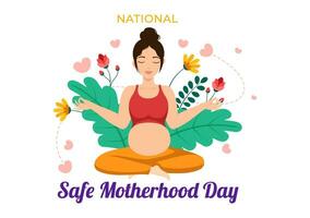 nationaal veilig moederschap dag vector illustratie Aan 11 april met zwanger moeder en kinderen voor de gezondheidszorg van Dames en moederschap faciliteiten