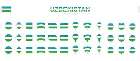 groot verzameling van Oezbekistan vlaggen van divers vormen en Effecten. vector