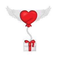 liefde ballon vlieg in geschenk doos illustratie vector
