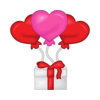 liefde ballon in geschenk doos Valentijn illustratie vector