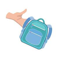 rugzak school- in hand- illustratie vector