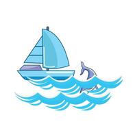 walvis met boot in zee illustratie vector