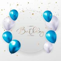 gelukkige verjaardag gefeliciteerd bannerontwerp met confetti, ballonnen voor feestvakantie achtergrond. vector illustratie