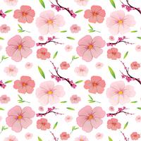 Roze hibiscus en sakura naadloze achtergrond vector