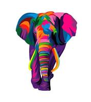 olifant van veelkleurige verven. scheutje aquarel, gekleurde tekening, realistisch. vectorillustratie van verf vector